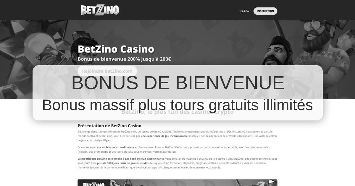 Betzino Casino welcome bonus